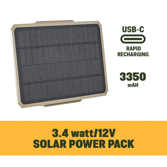 Moultrie Solar Panel 3.4 Watt Solar Power Pack for Trail Cameras - 3350mAh Battery Pack - USB-C