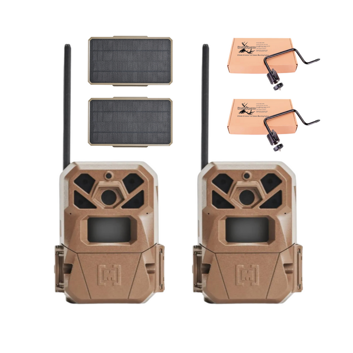 Moultrie Edge 2 Trail Camera with Solar Power Pack and HuntEmUp Universal Trail Camera Mount - Moultrie Edge 2 Solar Bundle