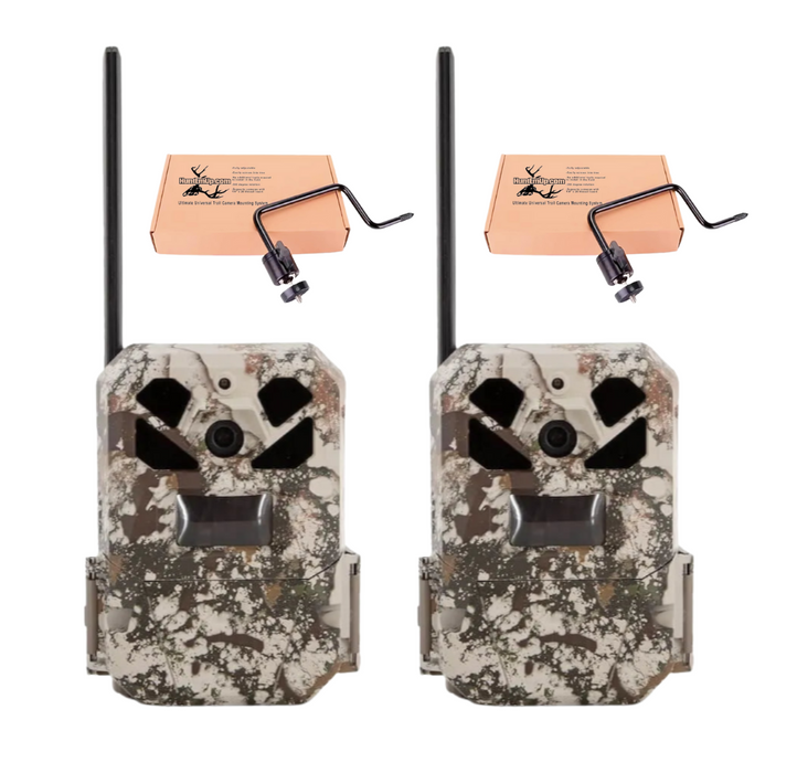 Moultrie EDGE 2 PRO Cellular Trail Camera 2-Pack with 2 HuntEmUp Universal Mounts