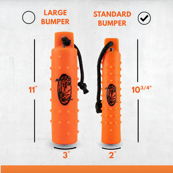 HuntEmUp orange knobby bumper in standard and large. knobby with throw rope