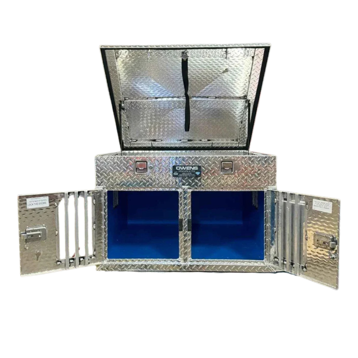 owens dog box 55005 inside with open doors