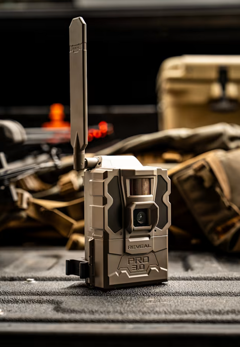 Tactacam Reveal Pro 3.0 Cellular Trail Camera 2-Pack with HuntEmUp Cleaning Cloth – No-Glow IR, On-Demand Video, GPS, Multi-Network