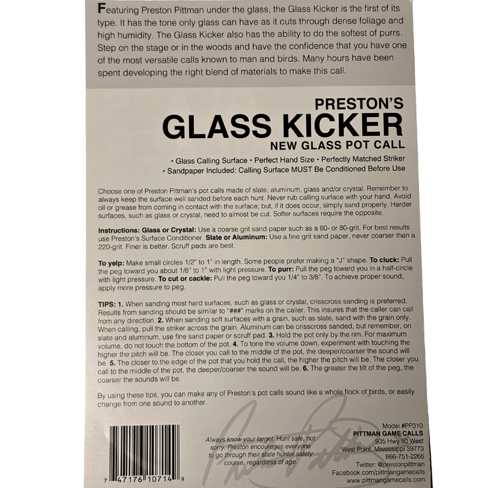 Pittman Glass Kicker Pot Call for Turkey Hunting