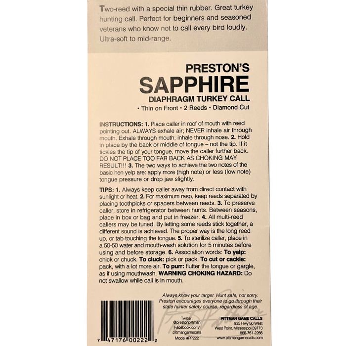 Pittman Sapphire Turkey Call
