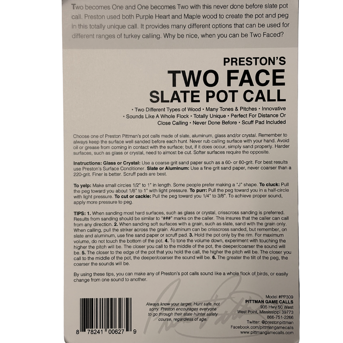 Pittman Two Face Slate label
