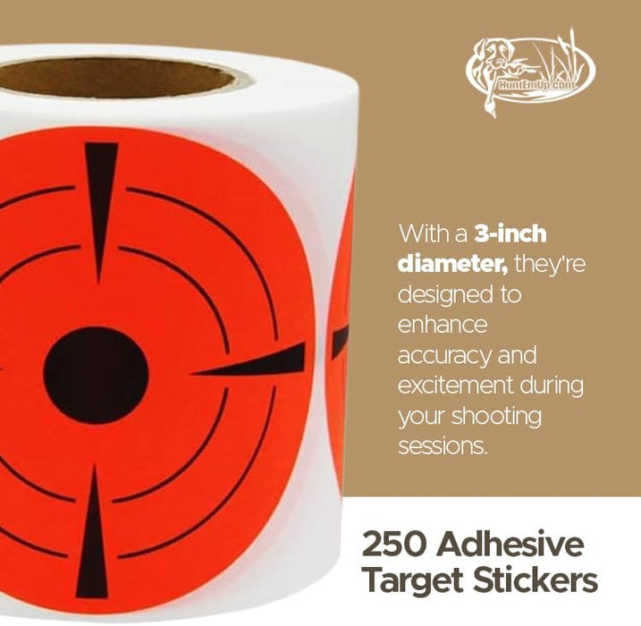 3" Round Adhesive Target Stickers - Fluorescent Shooting Dots, Orange (250 Roll)