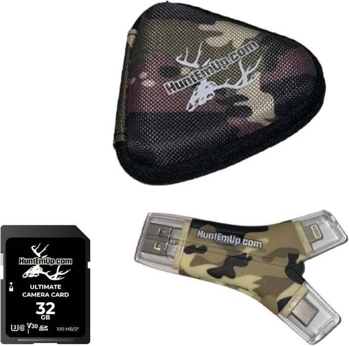 WiseEye Data Cam Power Bundle with HuntEmUp 32GB SD Card, High-Speed Card Reader and case