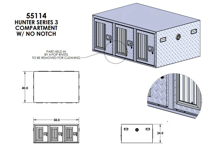 Owens Dog Box 55114L – Hunter Series Tall Trailer Triple Compartment