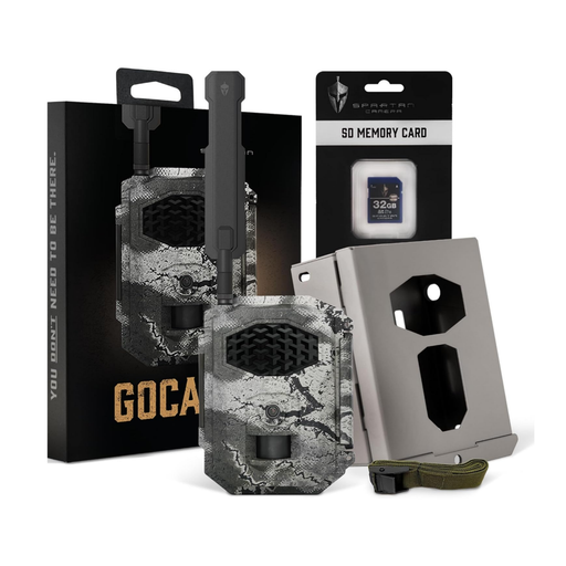 Spartan GoCam 2 trail camera bundle with steel security box, 32GB SD card