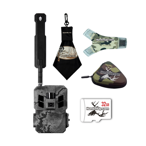 Spartan GoLive 3 trail camera with huntemup accessories - 32GB Micro SD Card, high speed multi port card reader with protective case and microfiber lens cleaning cloth