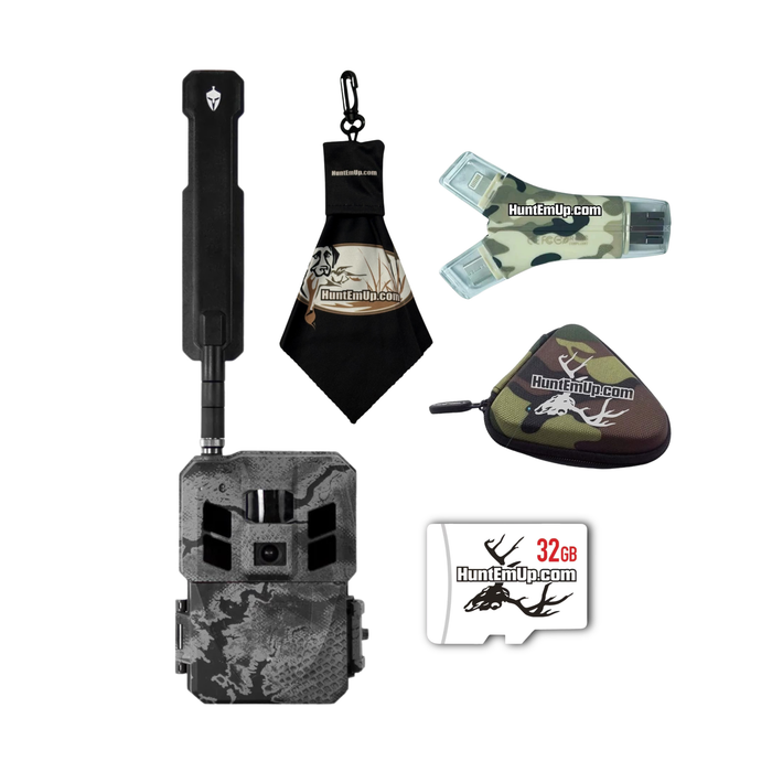 Spartan GoLive 3 trail camera with huntemup accessories - 32GB Micro SD Card, high speed multi port card reader with protective case and microfiber lens cleaning cloth