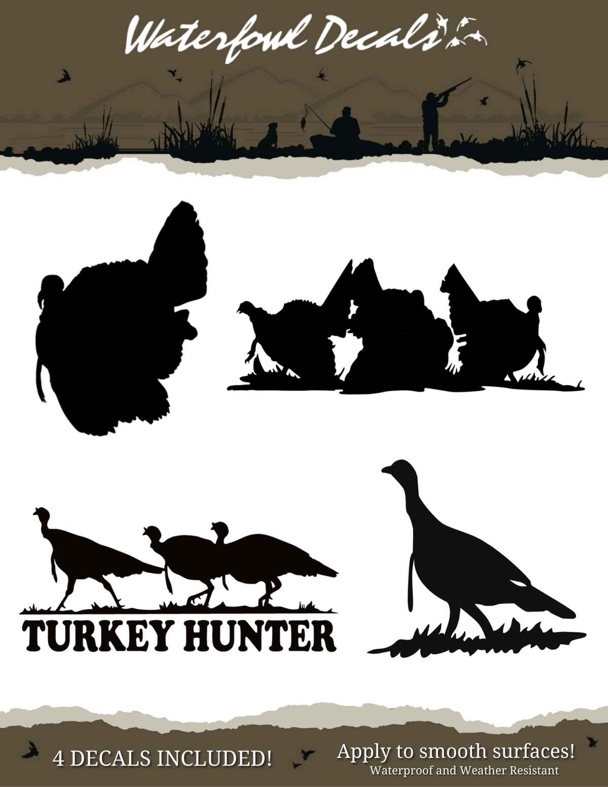 Turkey Wall Sticker Waterfowl Turkey Stickers - Ultimate 5pc Turkey Decals for Enthusiasts