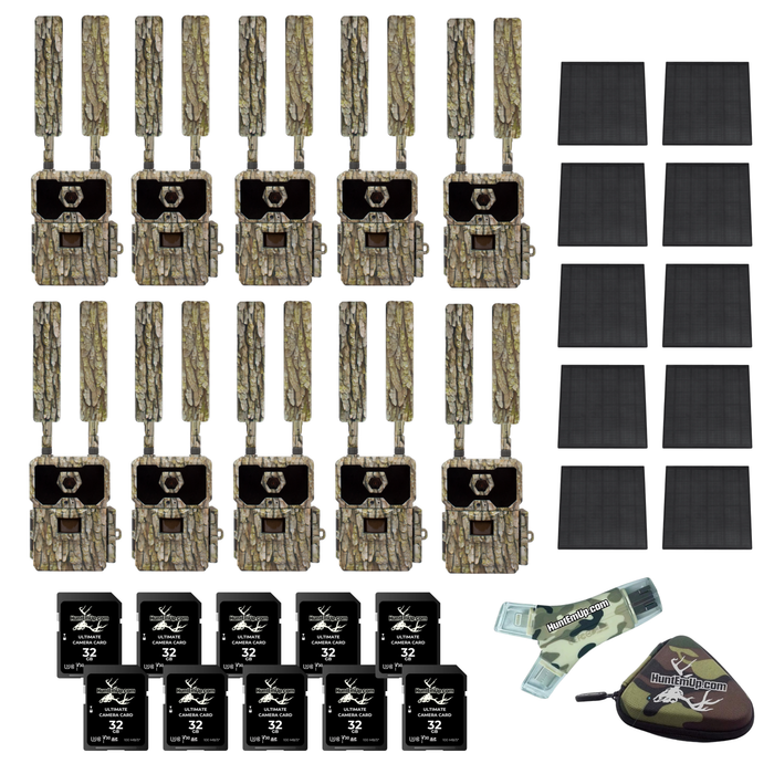 WiseEye 10pk data cam 2 with huntemup SD Cards, and Solar panels