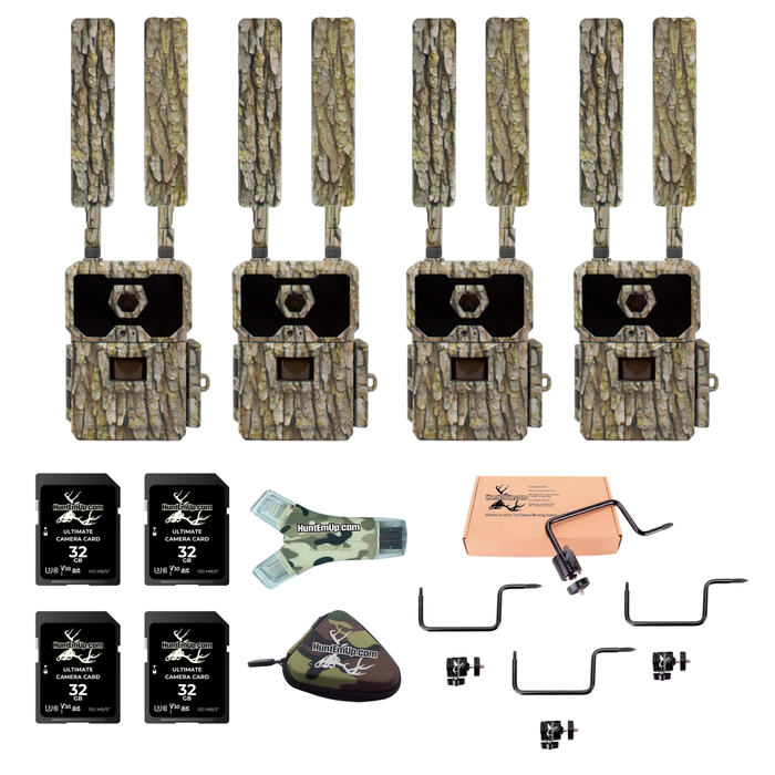 HuntEmUp trail camera 4pk bundle wiseeye DC2 with mounts and accessories