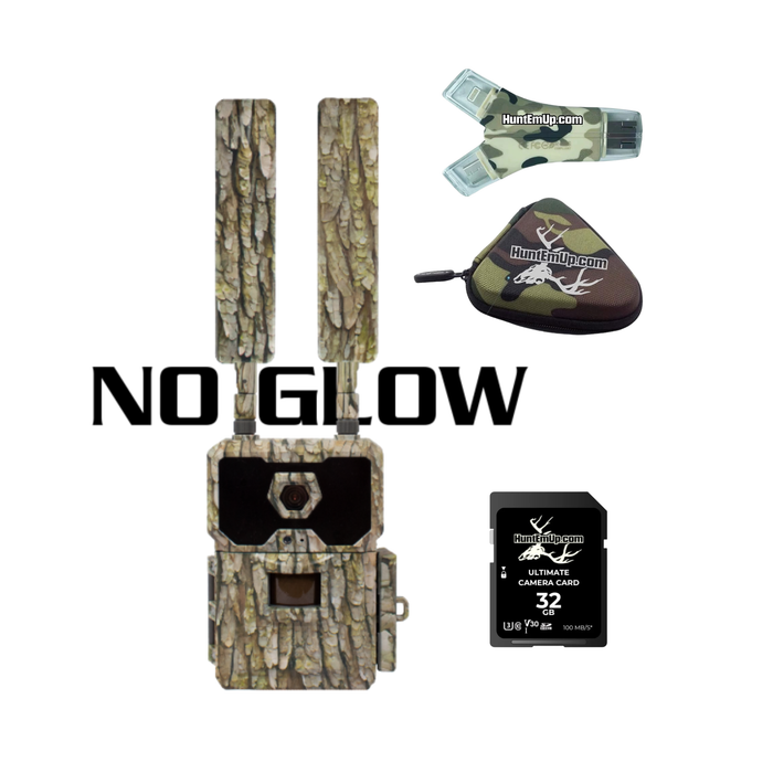 WiseEye DC-2 No Glow trail camera basic bundle with huntemup 32gb sd card, high speed multi port card reader and protective case