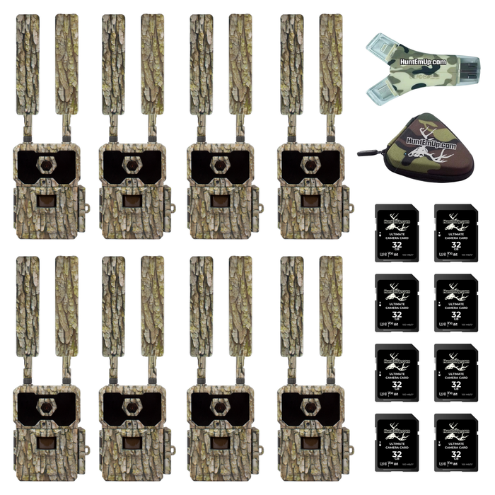 wiseeye huntemup basic bundle with 8pk cameras and sd cards