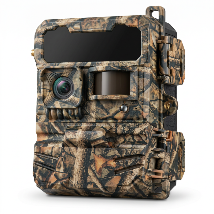 Yellowstone.ai Y2 trail camera front view with camo pattern 