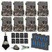 yellowstone.ai Y2 trail camera power bundle 8 pack with rechargeable lithium battery, sd card, mounting strap, card reader, case, and microfiber cleaning cloth