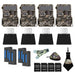 yellowstone.ai solar power bundle 4 pack with Y2 trail camera, solar panel, battery pack, card reader, case, microfiber cloth, and sd card