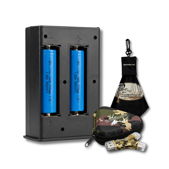Yellowstone rechargeable battery pack with huntemup high-speed card reader, zipper case and microfiber cloth