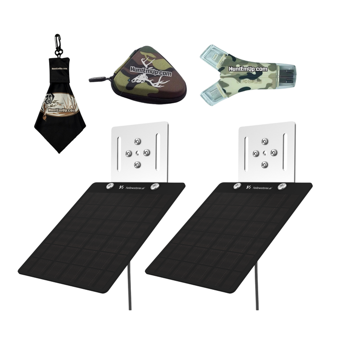 Yellowstone Solar panel 2pack with huntemup high speed card reader, case, and microfiber lens cleaning cloth