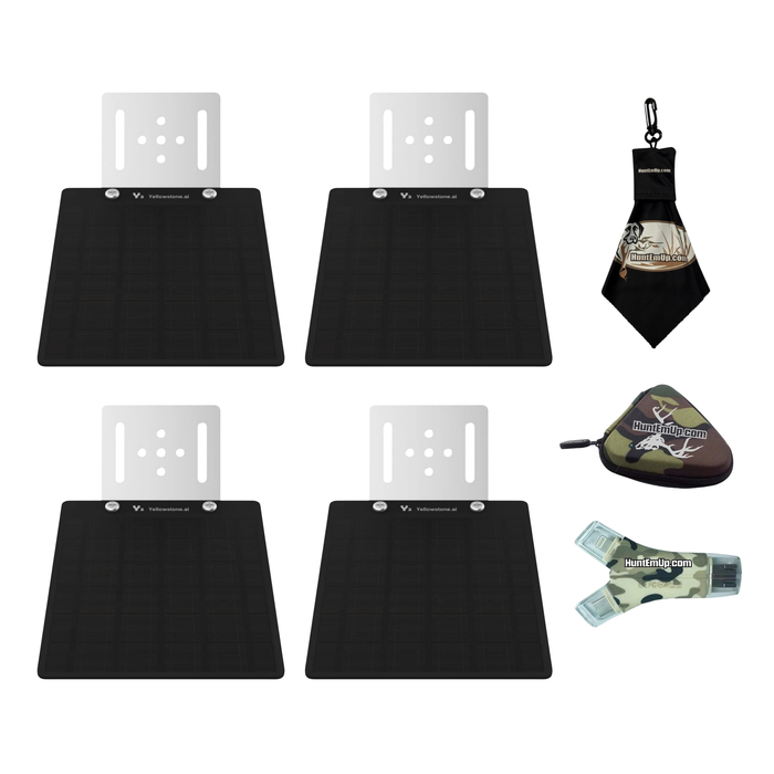 Yellowstone Solar panel 4pack with huntemup high speed card reader, case, and microfiber lens cleaning cloth