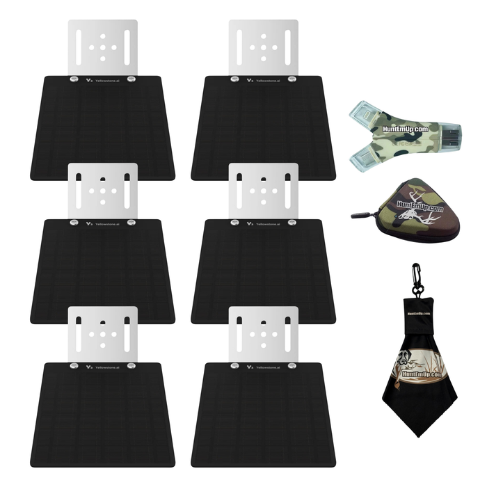 Yellowstone Solar panel 6pack with huntemup high speed card reader, case, and microfiber lens cleaning cloth