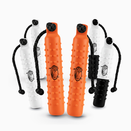 huntemup 2inch standard Tri-Pack. Orange, white, and flasher. Knobby texture, valve with throw ropes
