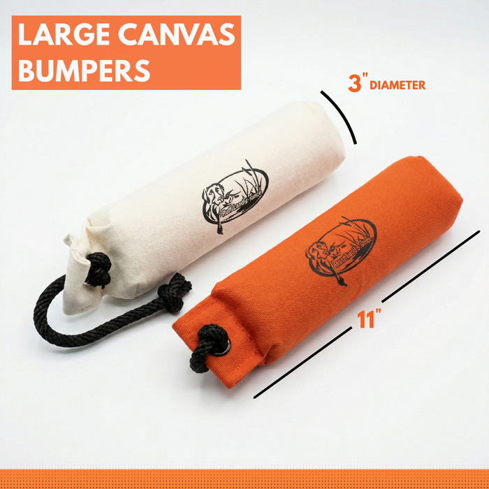 canvas bumpers-orange and white-large 3inch throwing bumper