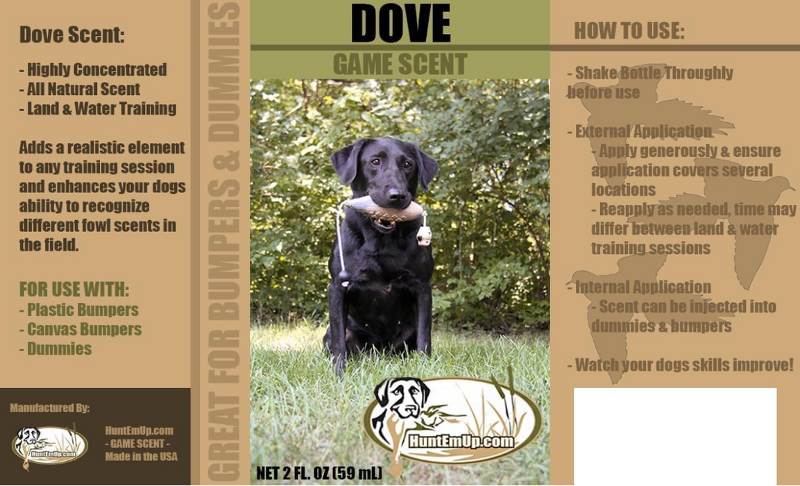 HuntEmUp Dove Training Bundle – Mourning Dove Dummy & Concentrated Dove Dog Training Scent