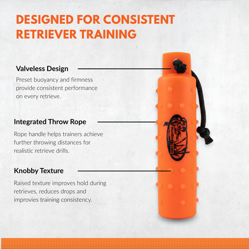 huntemup orange knobby large bumper with throw rope and valve