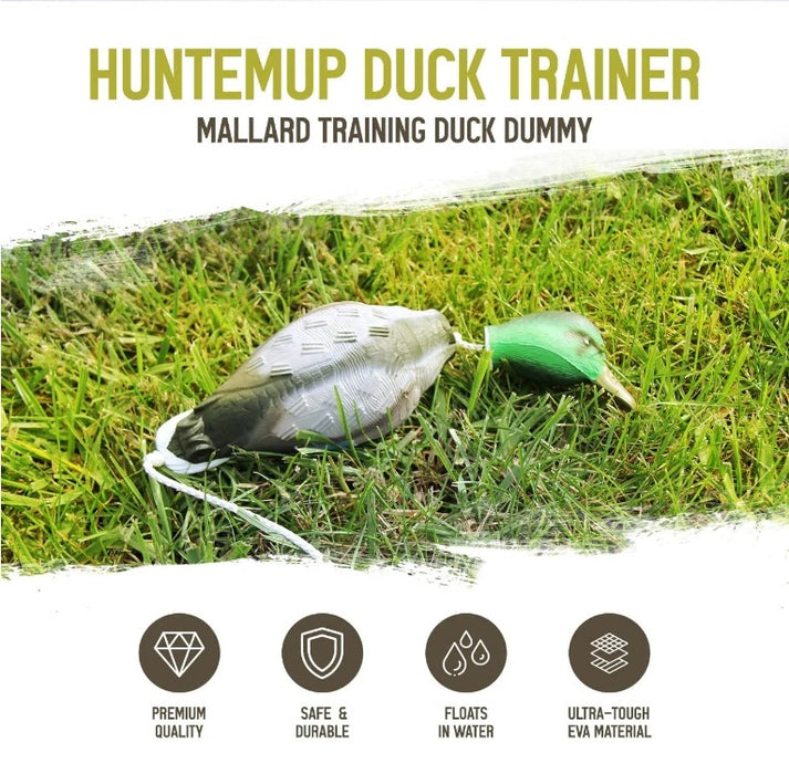 HuntEmUp Dog Training Kit - Premium Retrieving Dog Duck Bumper Mallard + Standard Dog Training Bumper White 6 pc + Mesh Bumper Bag