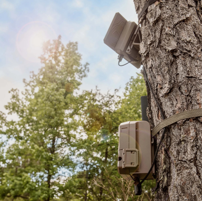 Moultrie EDGE 2 PRO Cellular Trail Camera 2-Pack with 2pc Solar Power Panels & 2pc HuntEmUp Mounts – No-Glow Cams with On-Demand Control & Unlimited Solar Power