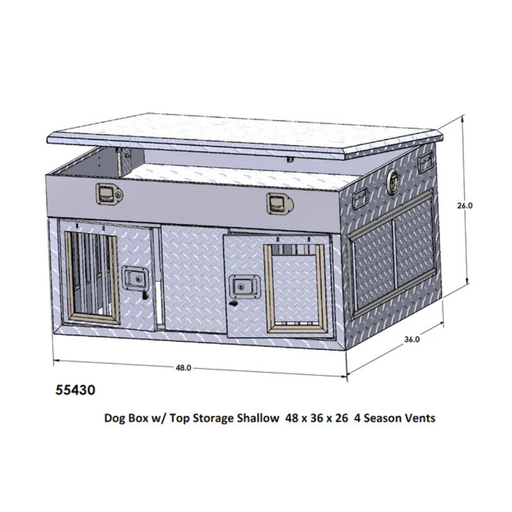 owens dog box 5430 shallow, all season vents, double compartment