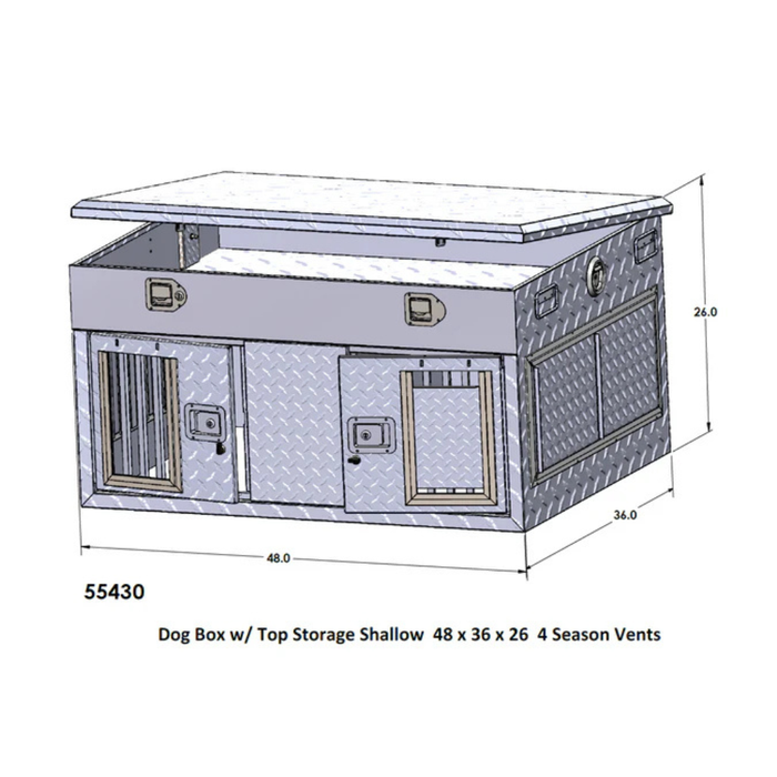 owens dog box 5430 shallow, all season vents, double compartment
