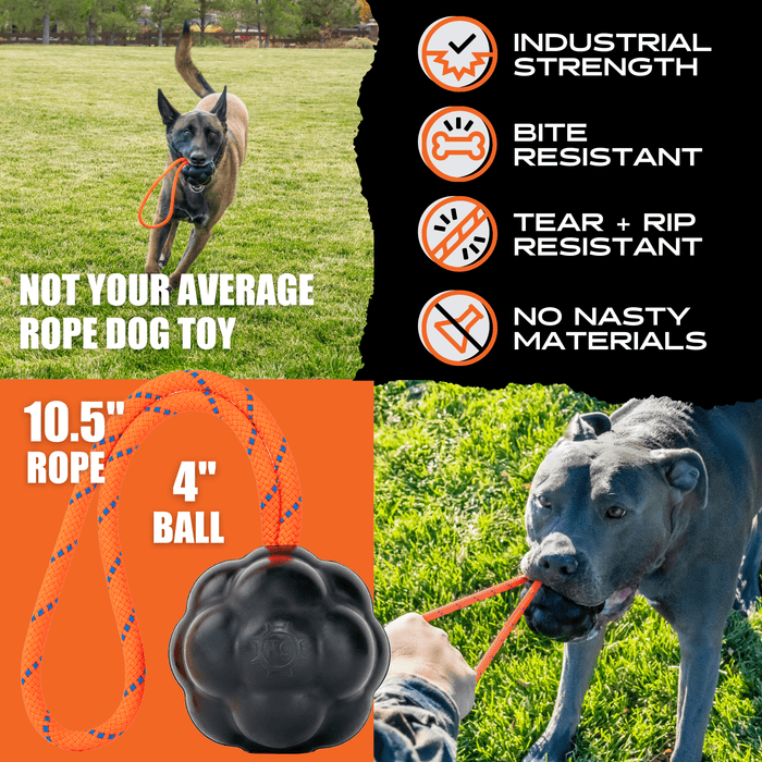 Monster K9 Rumble Rope Ball | Heavy Duty Rope Dog Toy for Aggressive Chewers