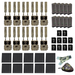 10 pack collection of WiseEye hunting camera equipment, including cameras, batteries, and straps, on a white background.
