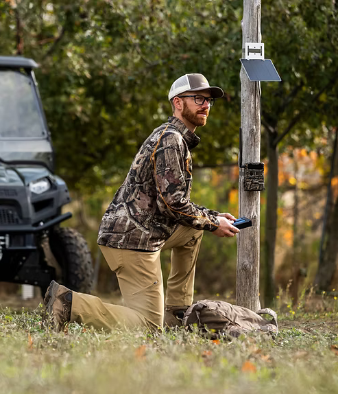 yellowstone.ai trail camera mounted to wood pole