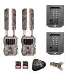 HuntEmUp WiseEye Trail Camera Bundle - WiseEye Data Cam Verizon 2pc + Security Bear Box 2pc + 32gb SD 2pc + Card Reader + Case